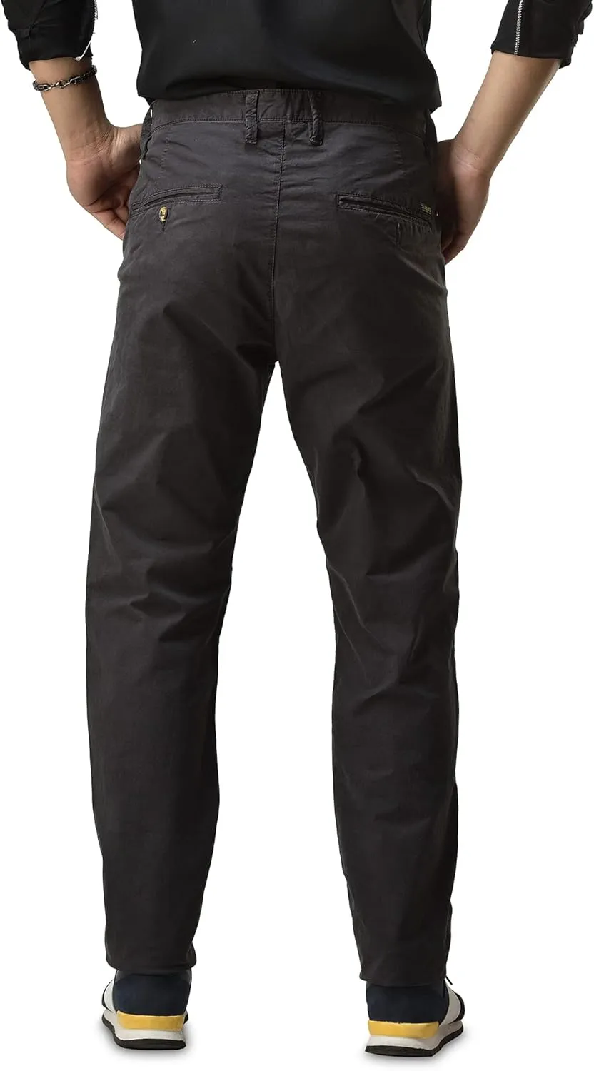 CHARBONNIER Mens Slim fit Chinos Pants, Flat Front Design and Back Buttoned Pockets, Comfortable Mens Pants for Casual wear