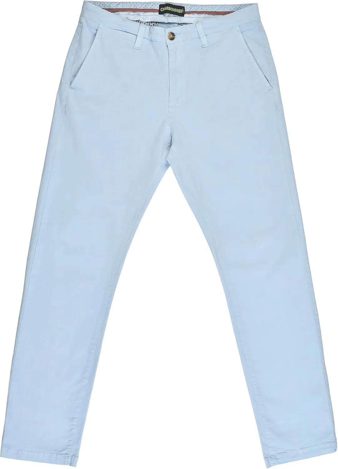 CHARBONNIER Mens Slim fit Chinos Pants, Flat Front Design and Back Buttoned Pockets, Comfortable Mens Pants for Casual wear