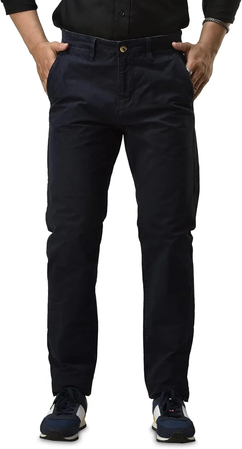 CHARBONNIER Mens Slim fit Chinos Pants, Flat Front Design and Back Buttoned Pockets, Comfortable Mens Pants for Casual wear