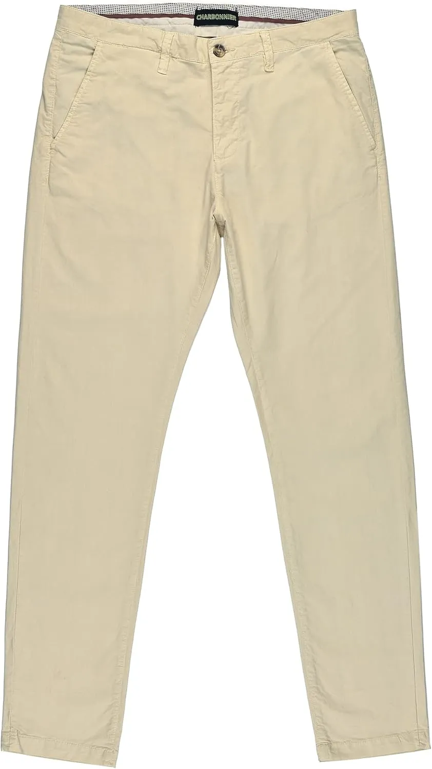 CHARBONNIER Mens Slim fit Chinos Pants, Flat Front Design and Back Buttoned Pockets, Comfortable Mens Pants for Casual wear