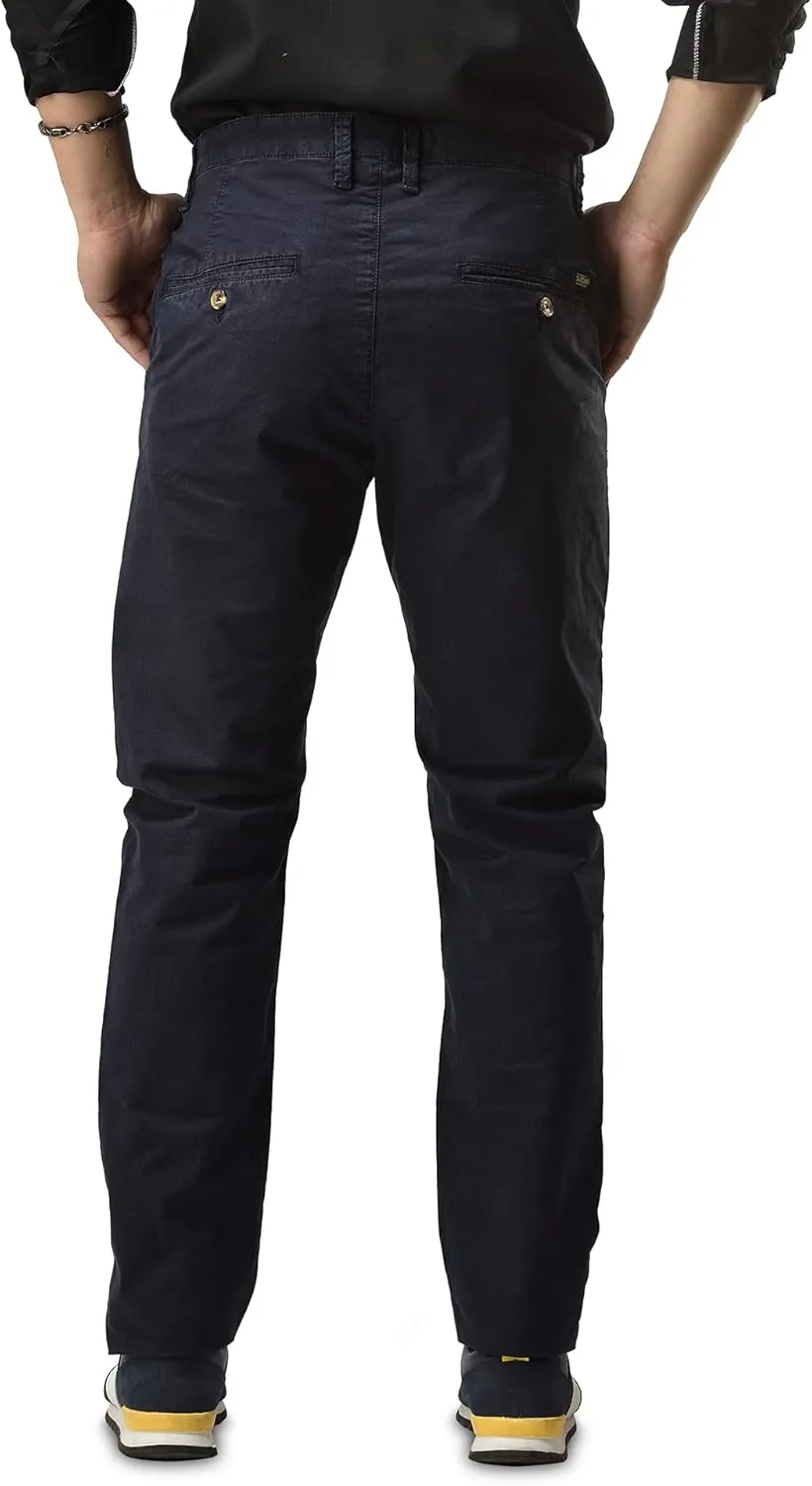 CHARBONNIER Mens Slim fit Chinos Pants, Flat Front Design and Back Buttoned Pockets, Comfortable Mens Pants for Casual wear
