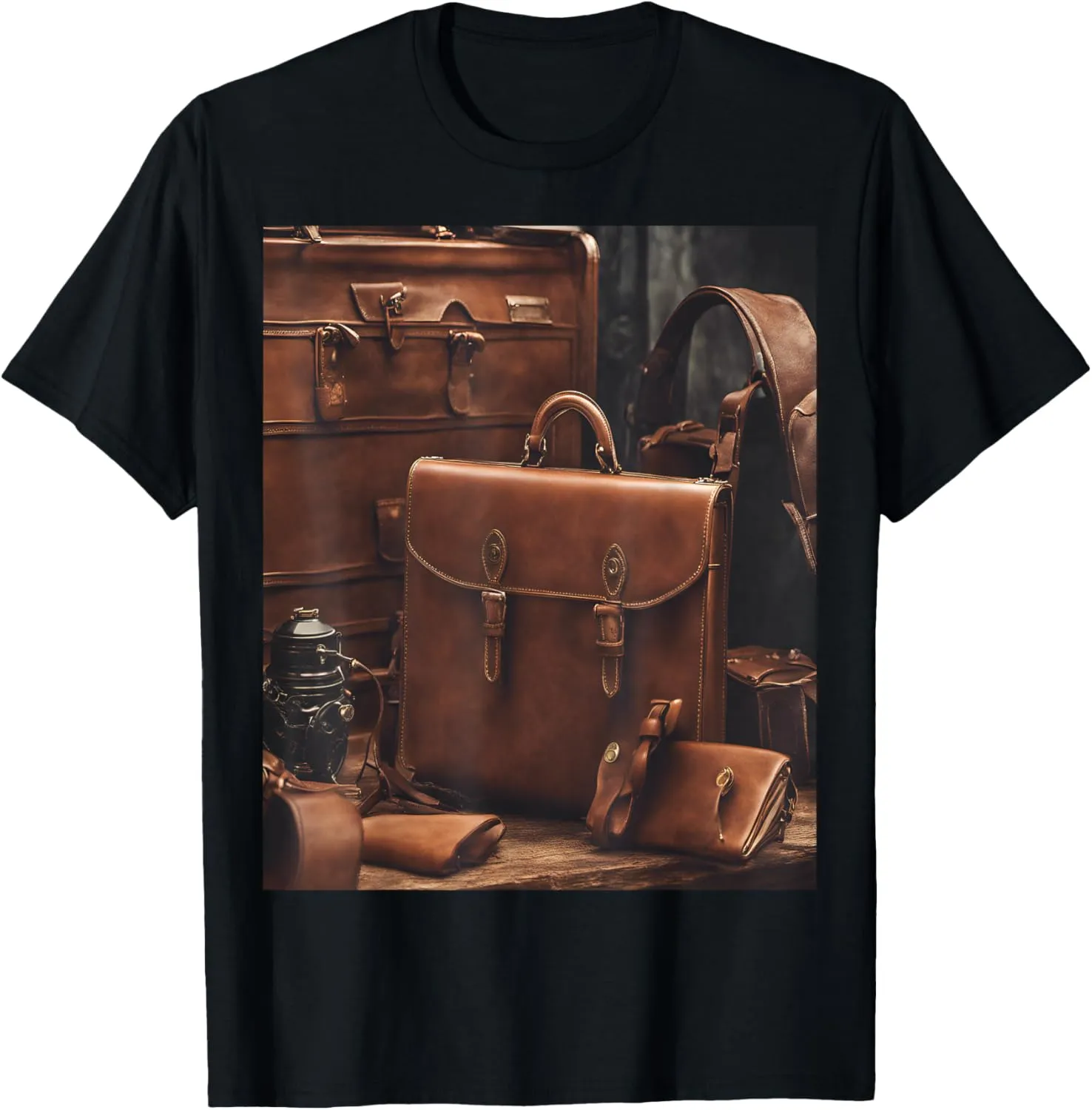 Classic Leather Briefcase Vintage Carries Graphic T-Shirt