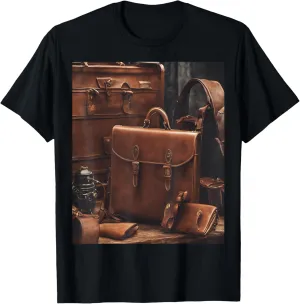 Classic Leather Briefcase Vintage Carries Graphic T-Shirt