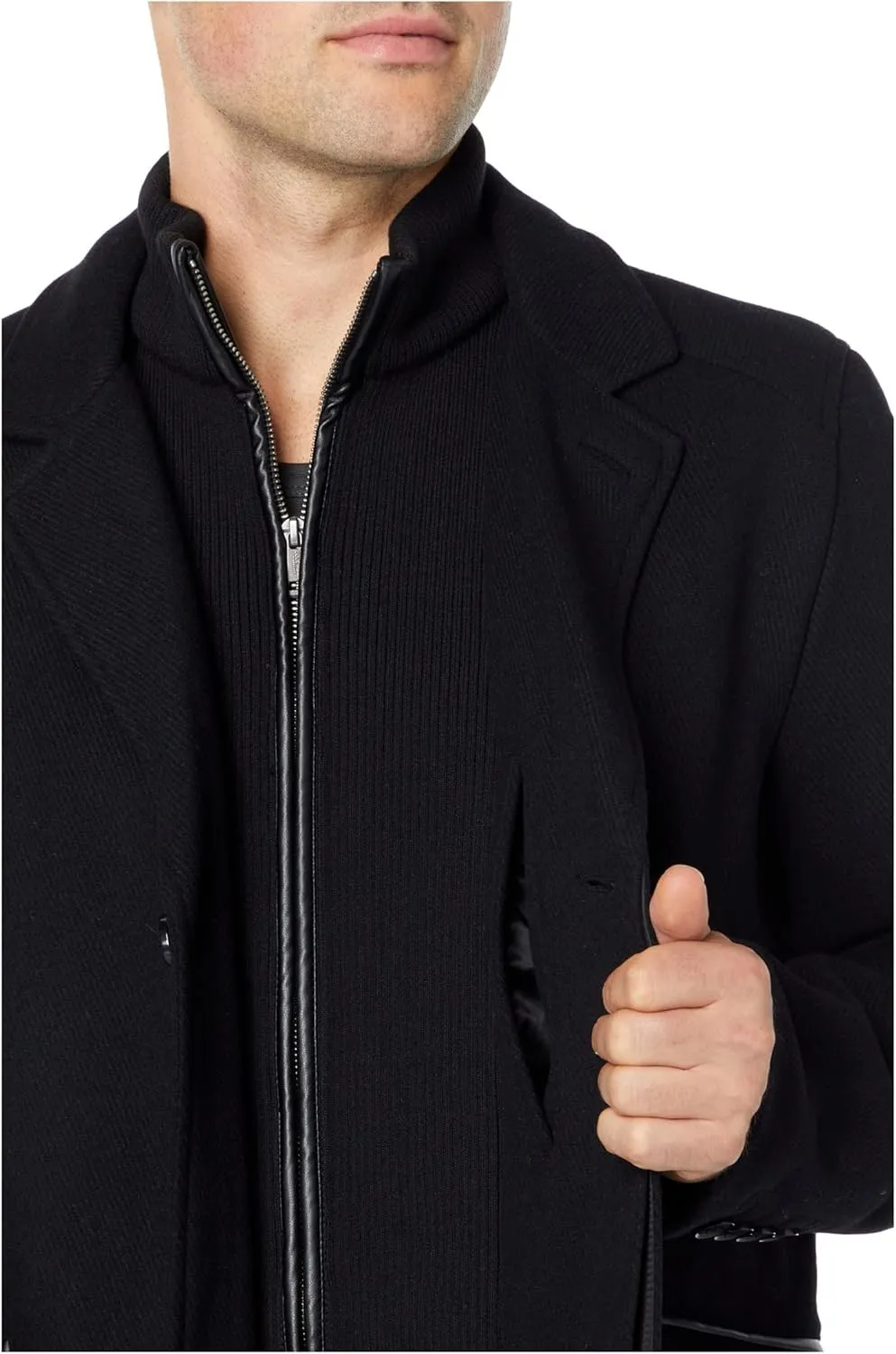 Cole Haan Men's Classic Wool Long Twill Coat