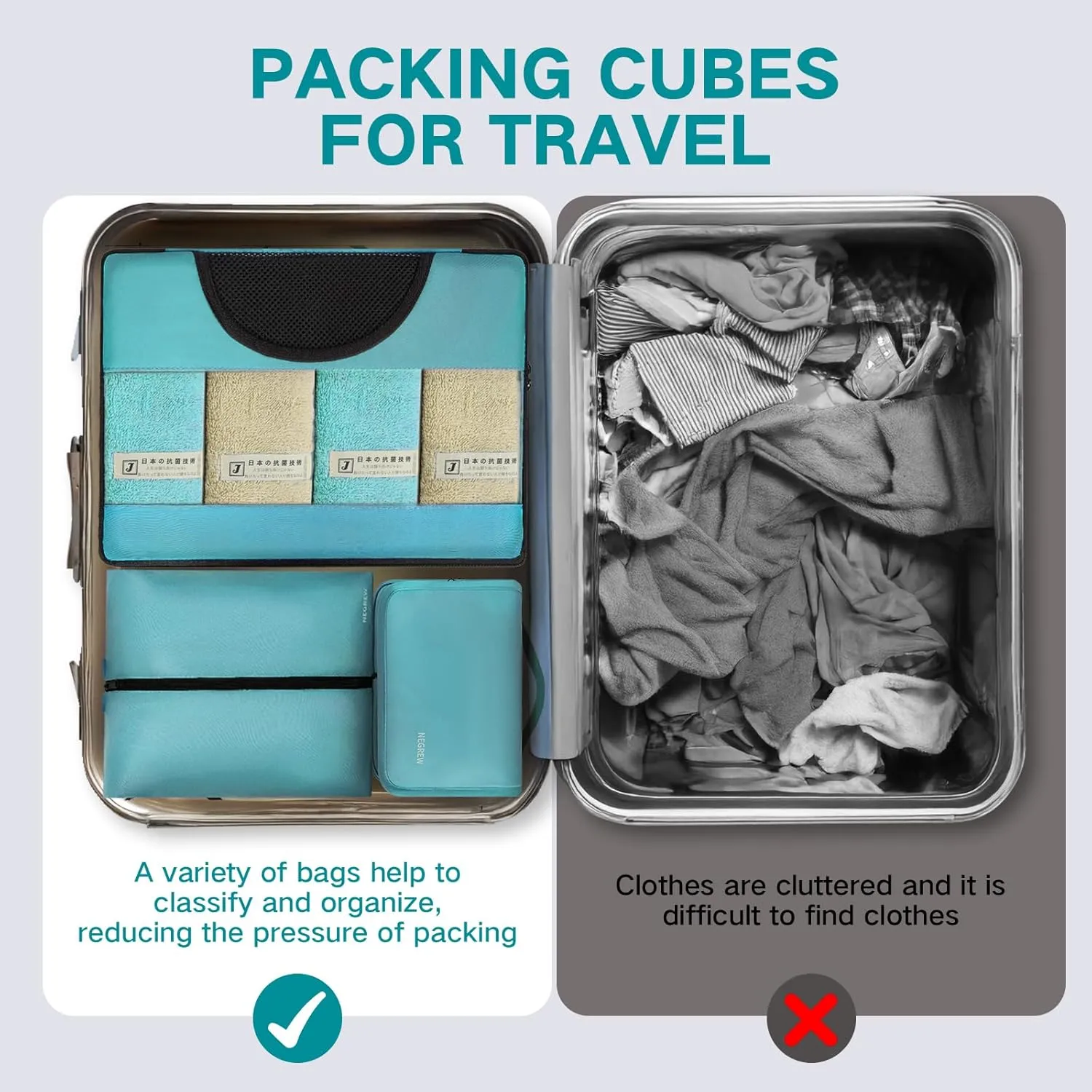 Compression Packing Cubes for Travel, 8 Set Packing Cubes for Suitcases, Breathable Mesh Travel Bags Organizer for Luggage Lightweight Vacation Essentials Accessories (Green)