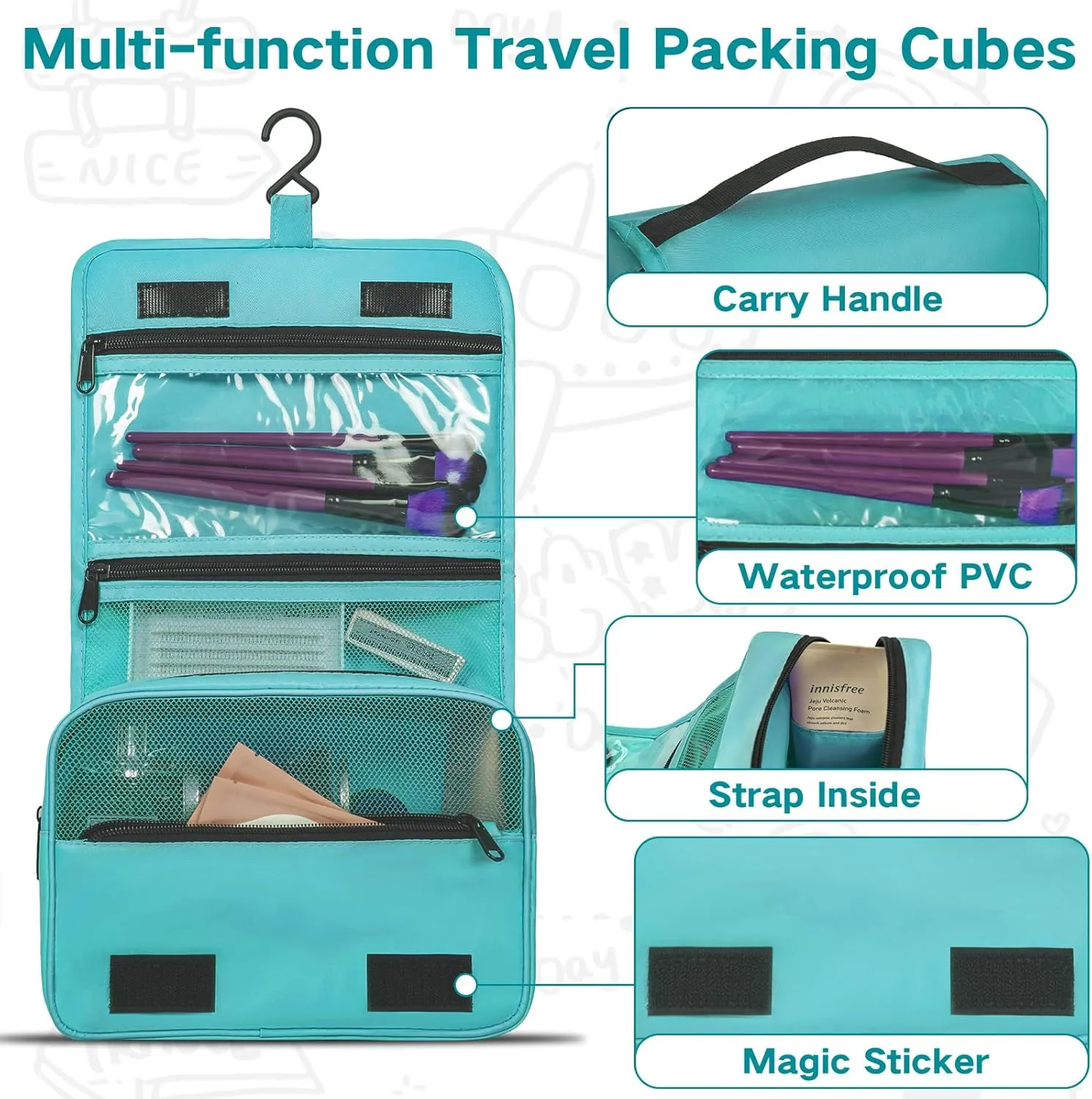 Compression Packing Cubes for Travel, 8 Set Packing Cubes for Suitcases, Breathable Mesh Travel Bags Organizer for Luggage Lightweight Vacation Essentials Accessories (Green)