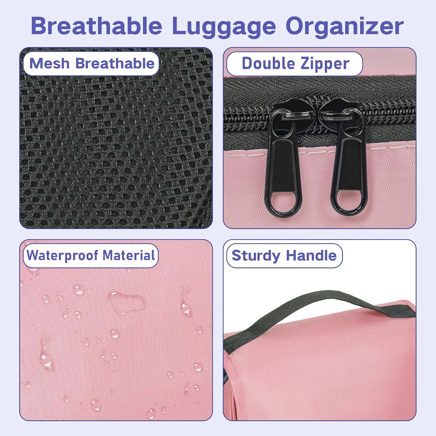 Compression Packing Cubes for Travel, 8 Set Packing Cubes for Suitcases, Breathable Mesh Travel Bags Organizer for Luggage Lightweight Vacation Essentials Accessories (Pink)