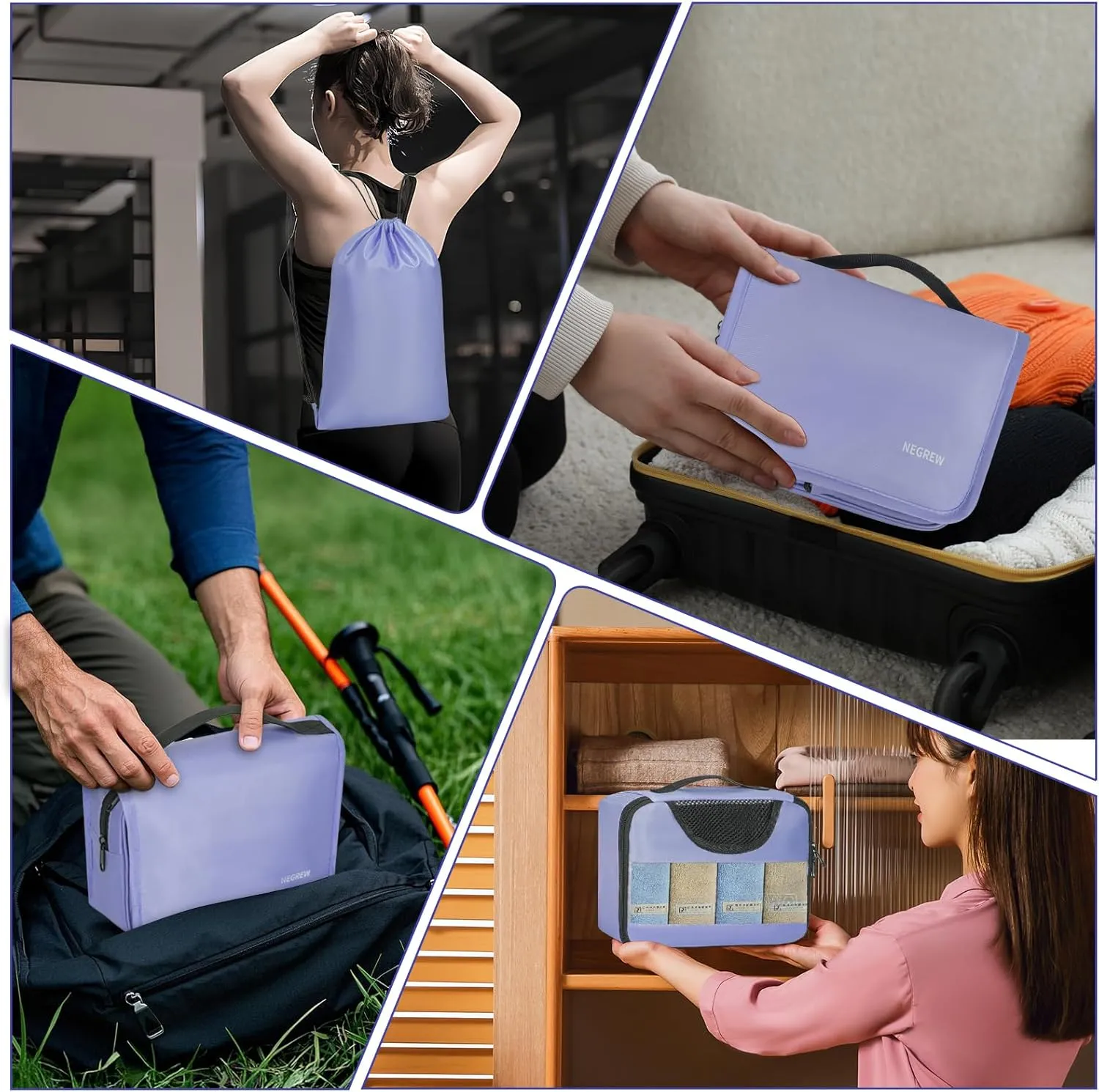 Compression Packing Cubes for Travel, 8 Set Packing Cubes for Suitcases, Breathable Mesh Travel Bags Organizer for Luggage Lightweight Vacation Essentials Accessories (Purple)