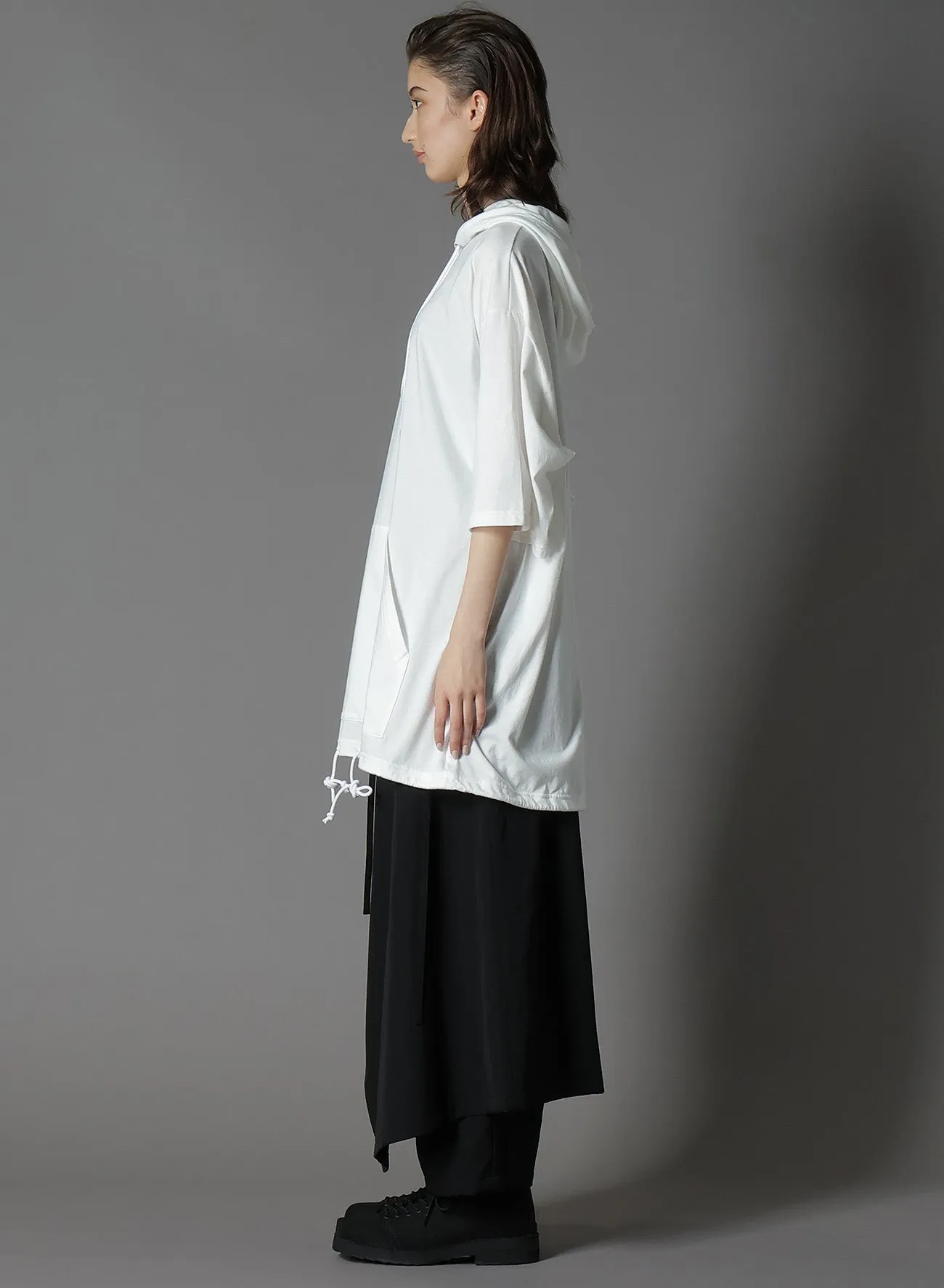 COTTON JERSEY SEVENTH SLEEVE HOODIE