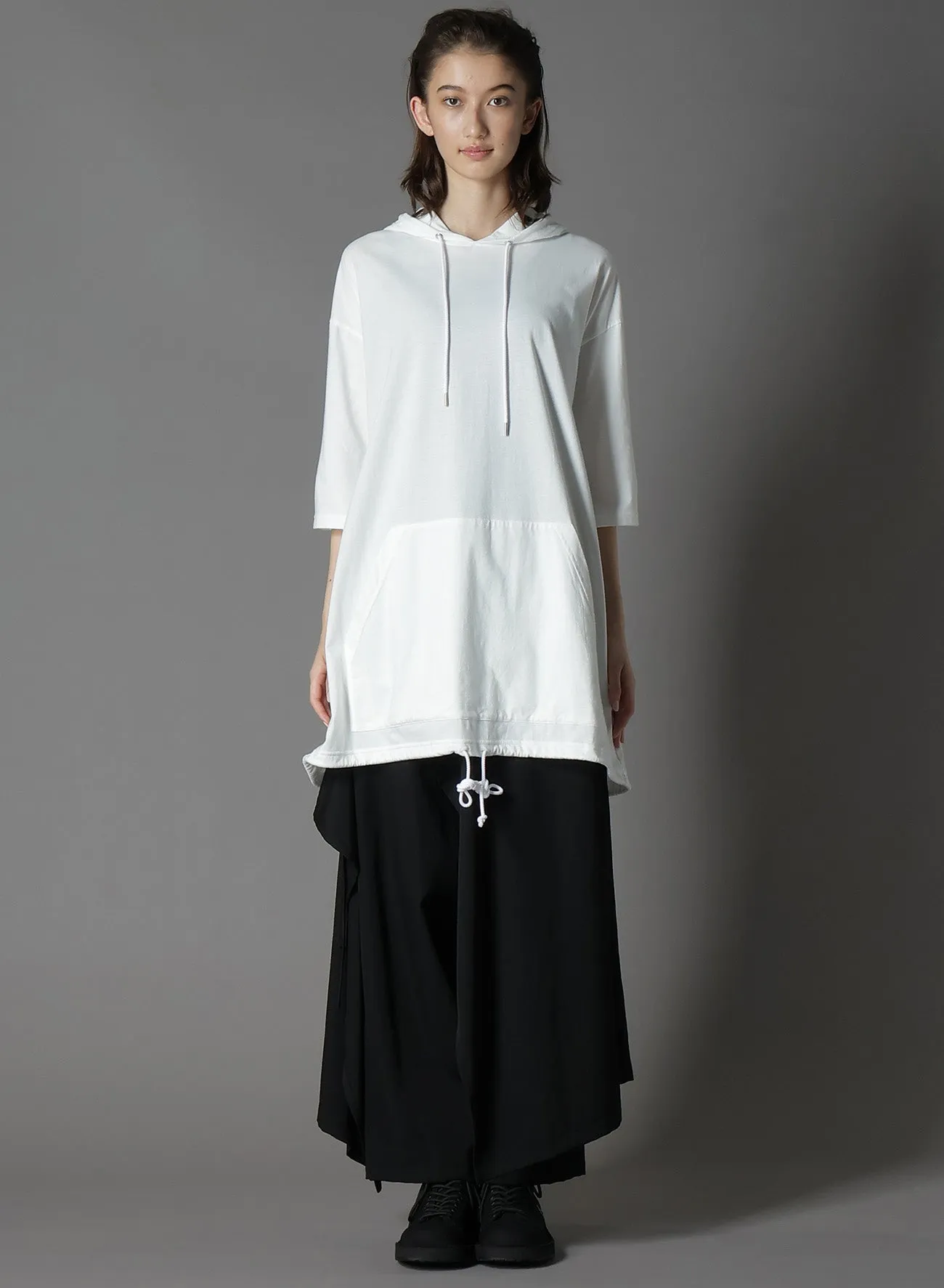 COTTON JERSEY SEVENTH SLEEVE HOODIE