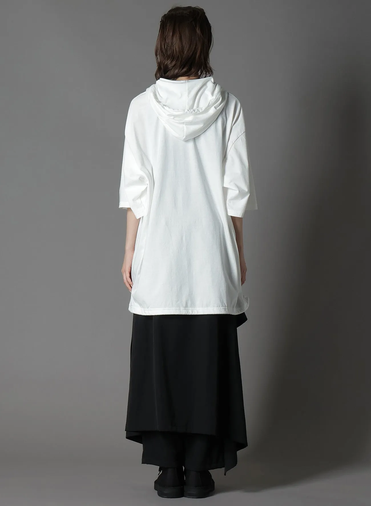 COTTON JERSEY SEVENTH SLEEVE HOODIE