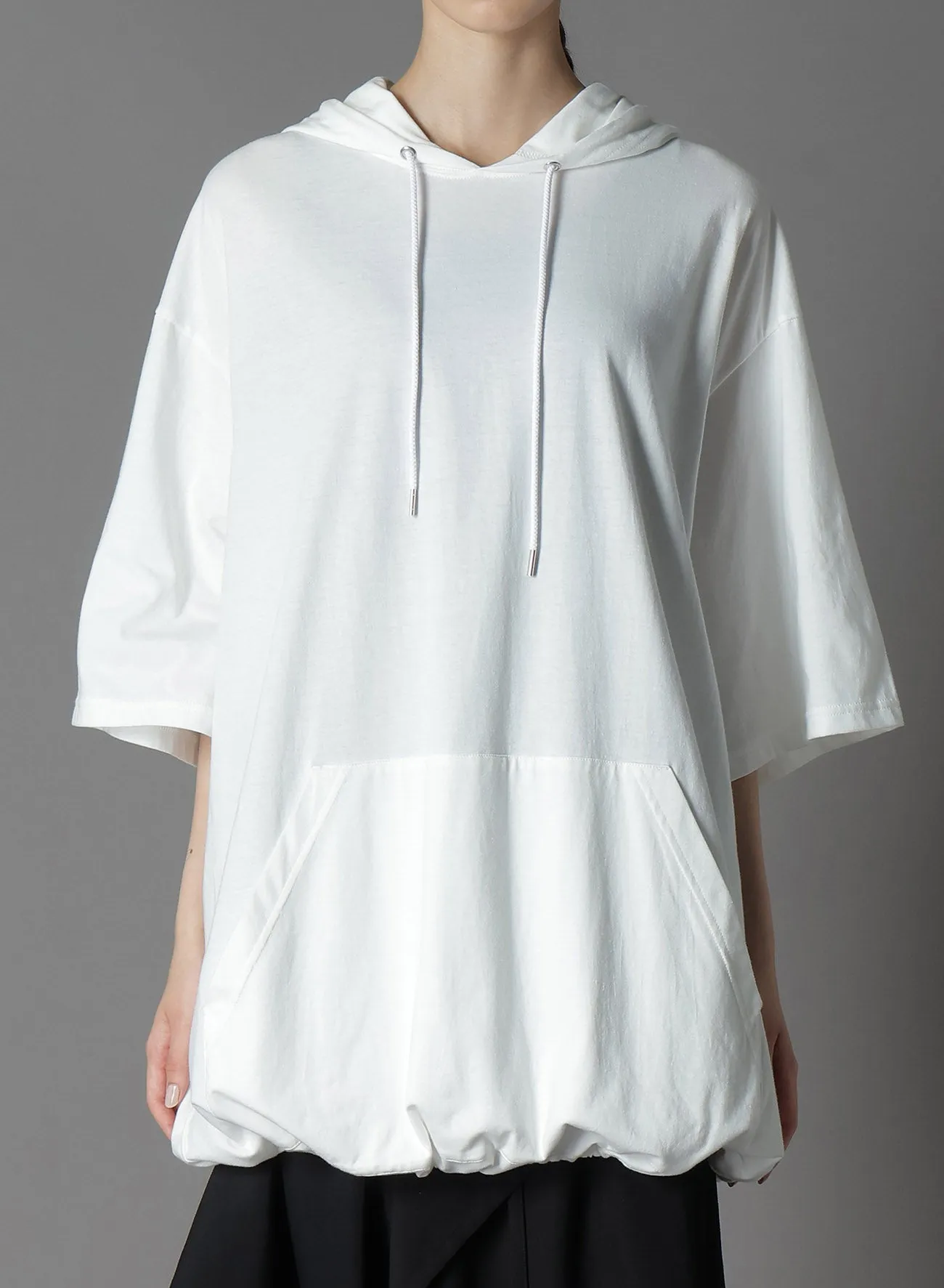 COTTON JERSEY SEVENTH SLEEVE HOODIE