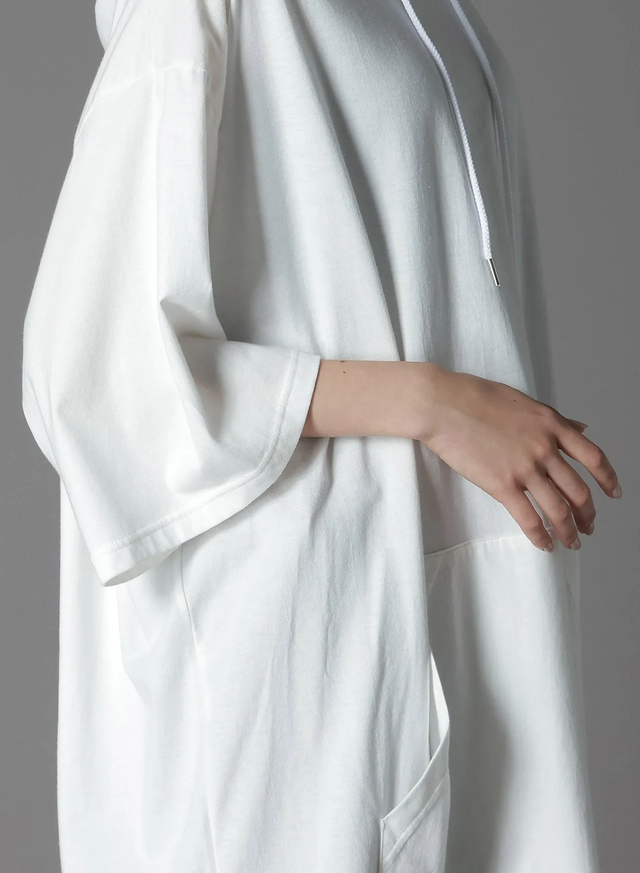 COTTON JERSEY SEVENTH SLEEVE HOODIE