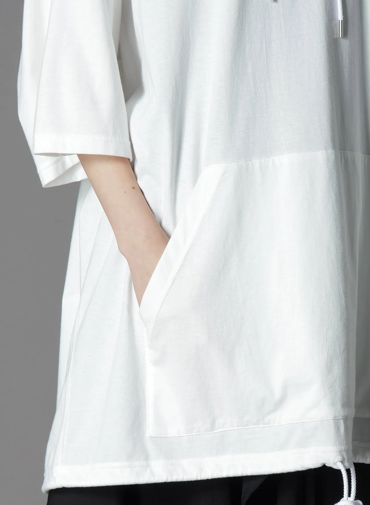 COTTON JERSEY SEVENTH SLEEVE HOODIE