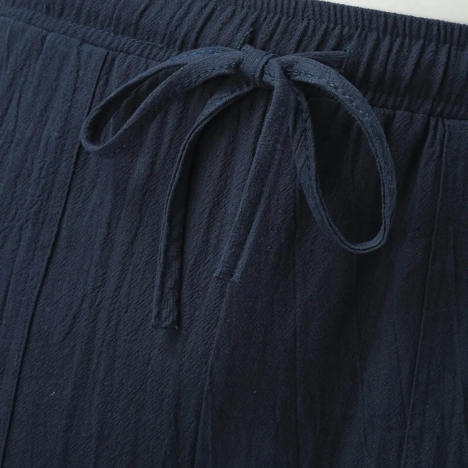 Cotton Linen Beach Trousers for Men Elastic Waist Drawstring Breathable Summer Casual Pants Loose Fit Workout Sweatpants