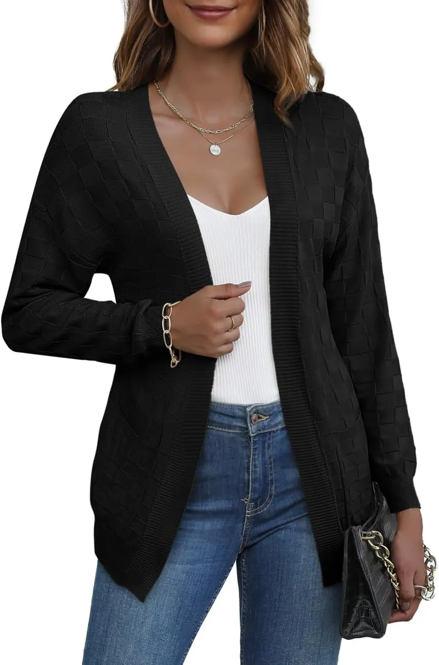 CPOKRTWSO Women's Cardigan Sweaters with Pockets Casual Long Sleeve Open Front Lightweight Cardigans for Women Trendy(S-XL)