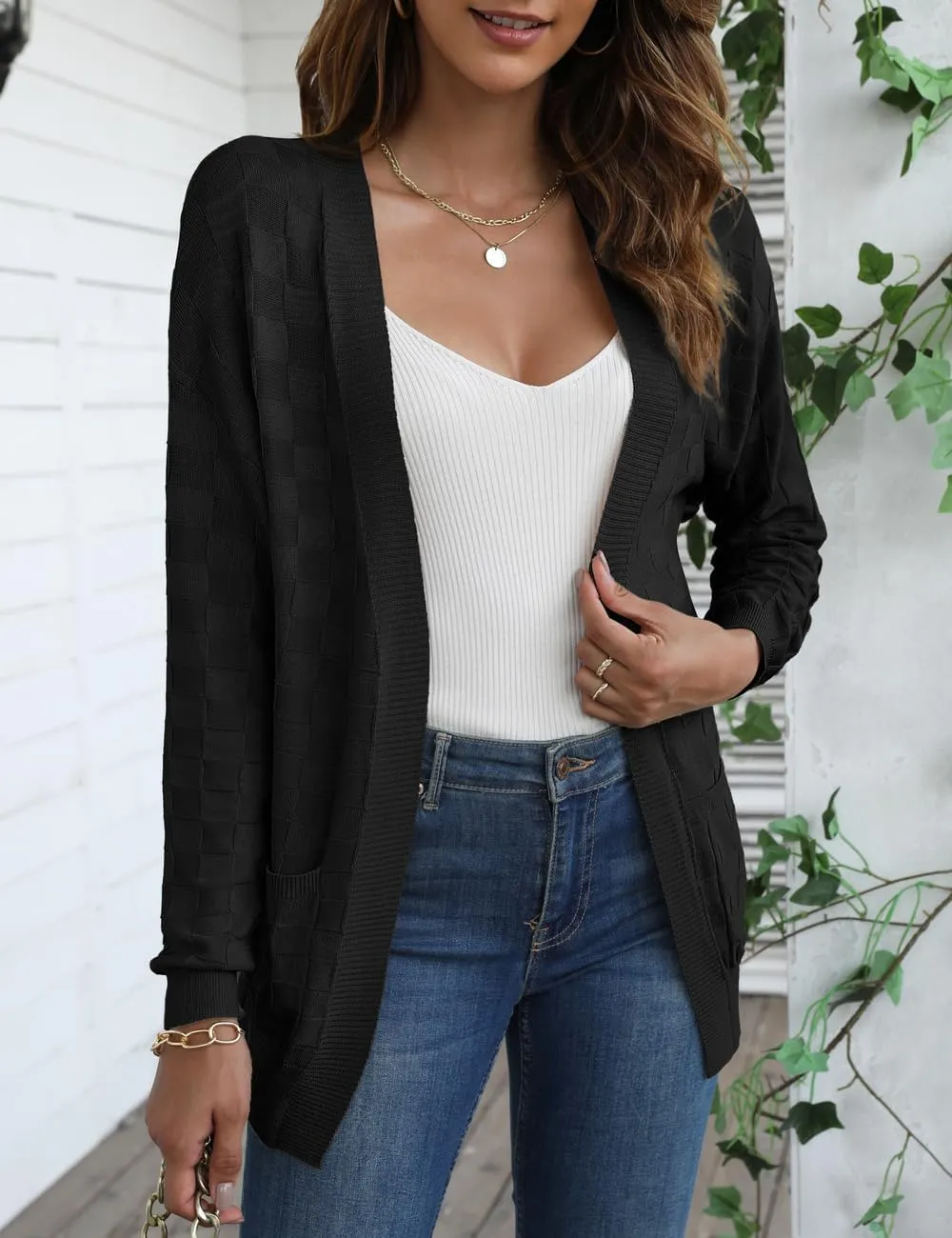CPOKRTWSO Women's Cardigan Sweaters with Pockets Casual Long Sleeve Open Front Lightweight Cardigans for Women Trendy(S-XL)