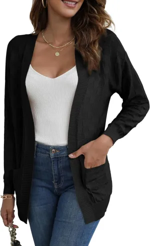 CPOKRTWSO Women's Cardigan Sweaters with Pockets Casual Long Sleeve Open Front Lightweight Cardigans for Women Trendy(S-XL)