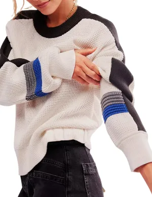Crewneck Sweater Women Cozy Long Sleeve Ribbed Knit 2024 Fall Colorblock Pullover Sweaters Top Trendy Outfits