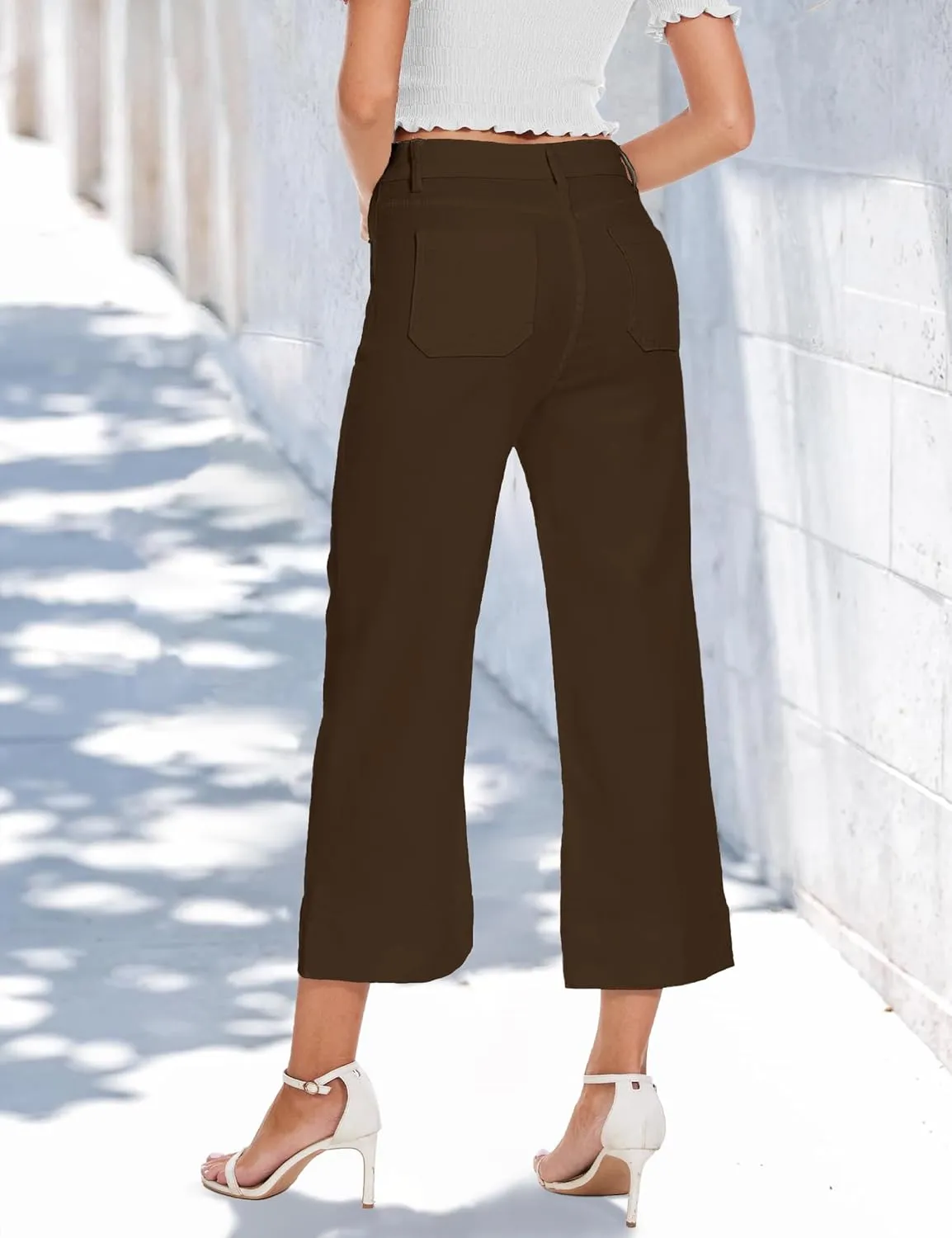 Cropped Jeans for Women Wide Leg High Waisted Denim Pants Trendy