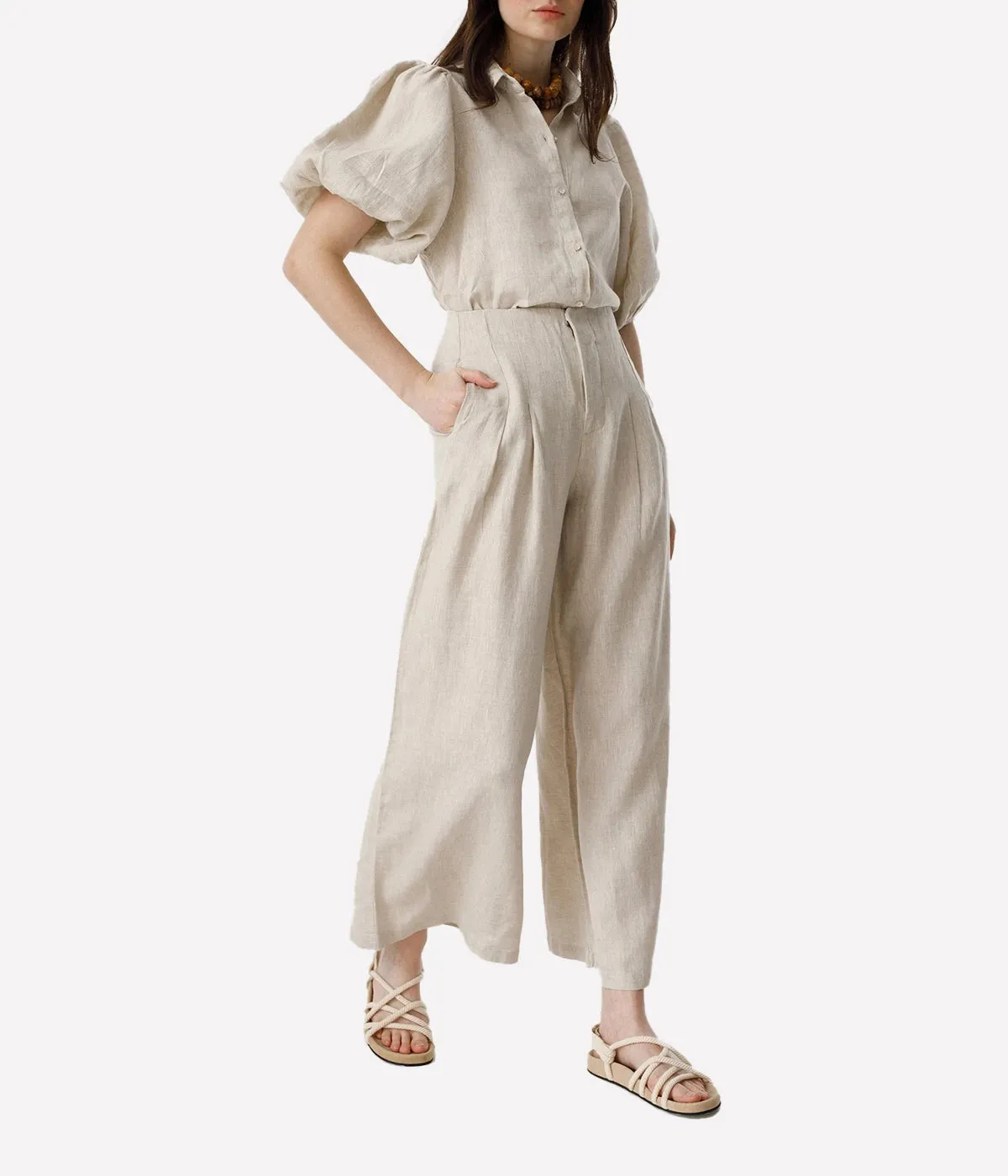 Culotte Linen Pant in Natural