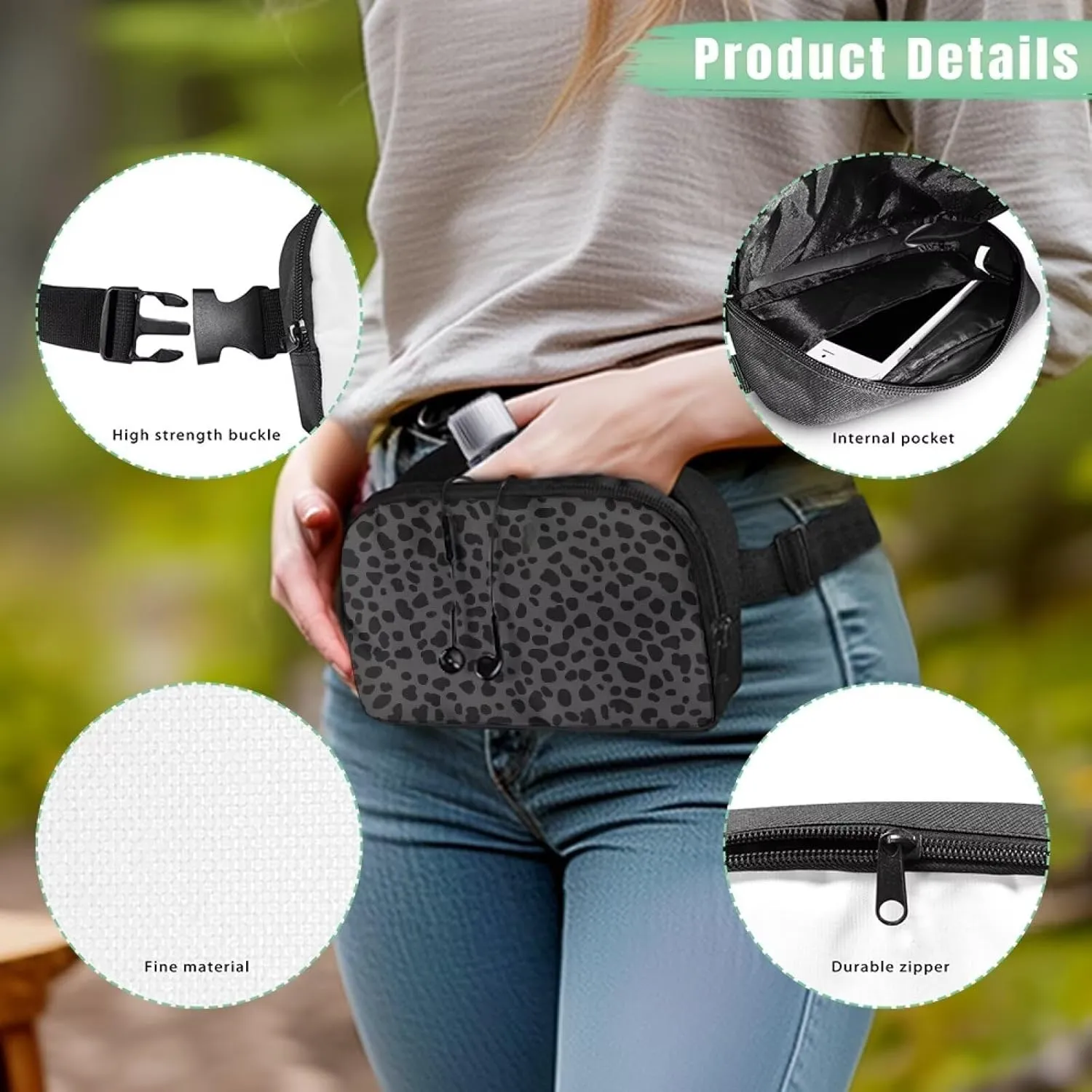 Cute Cow Print Purses for Women Fanny Pack Trendy Lightweight Trendy Hip Purse with Smooth Zipper Mini Waist Bag for Women Sports Travel Hiking Running Outdoor Cell Phone Bag