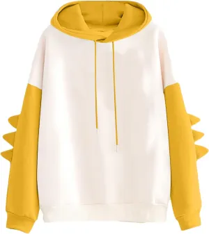 Cute Hoodies for Women Teen Girls Crewneck Dinosaur Long Sleeve Hooded Pullover Sweatshirt Oversized Fall Cartoon Hoodie
