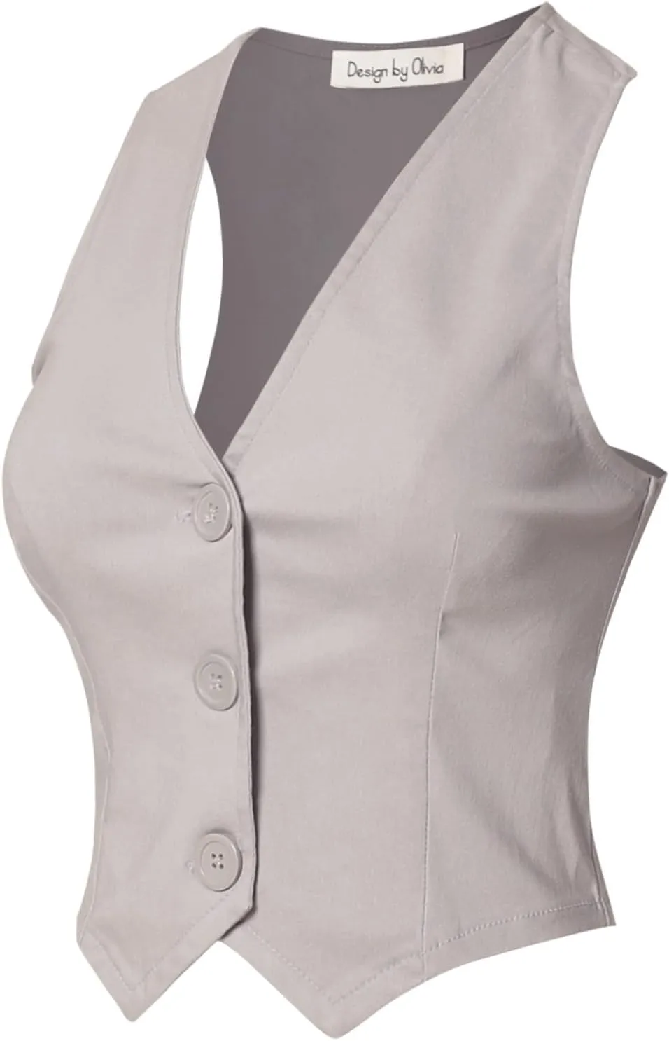 Design by Olivia Women's Dressy Casual Versatile Cropped Button Front Suit Vest Waistcoat