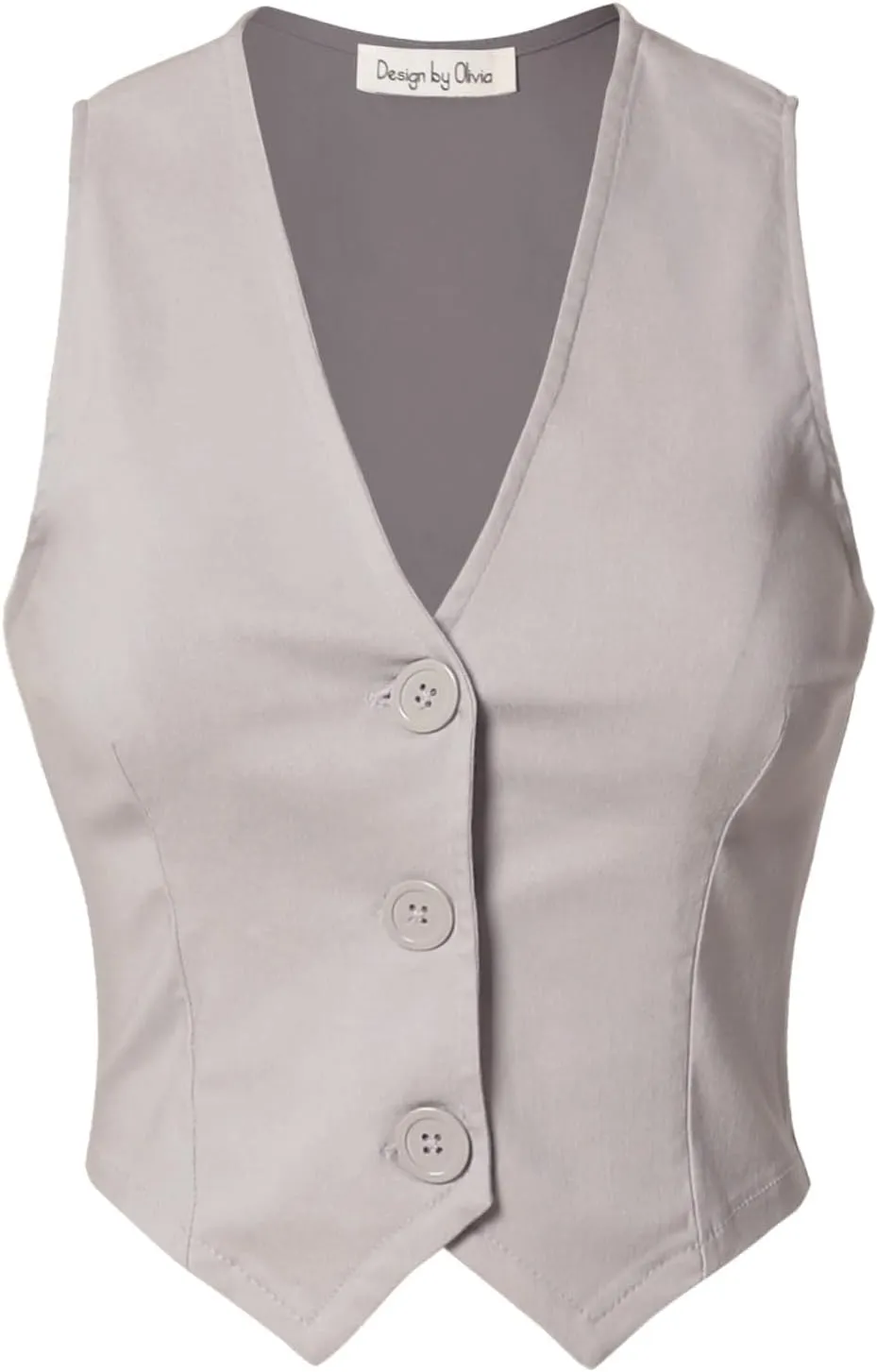 Design by Olivia Women's Dressy Casual Versatile Cropped Button Front Suit Vest Waistcoat