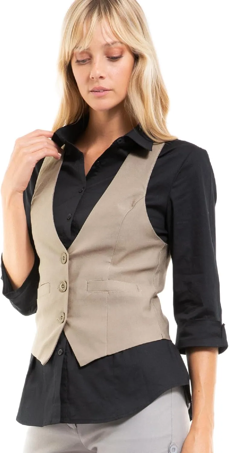 Design by Olivia Women's Dressy Casual Versatile Racerback Vest Three Button Tuxedo Suit Waistcoat