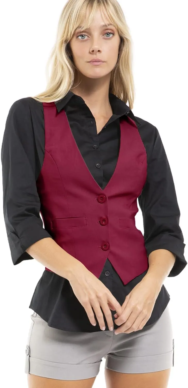 Design by Olivia Women's Dressy Casual Versatile Racerback Vest Three Button Tuxedo Suit Waistcoat