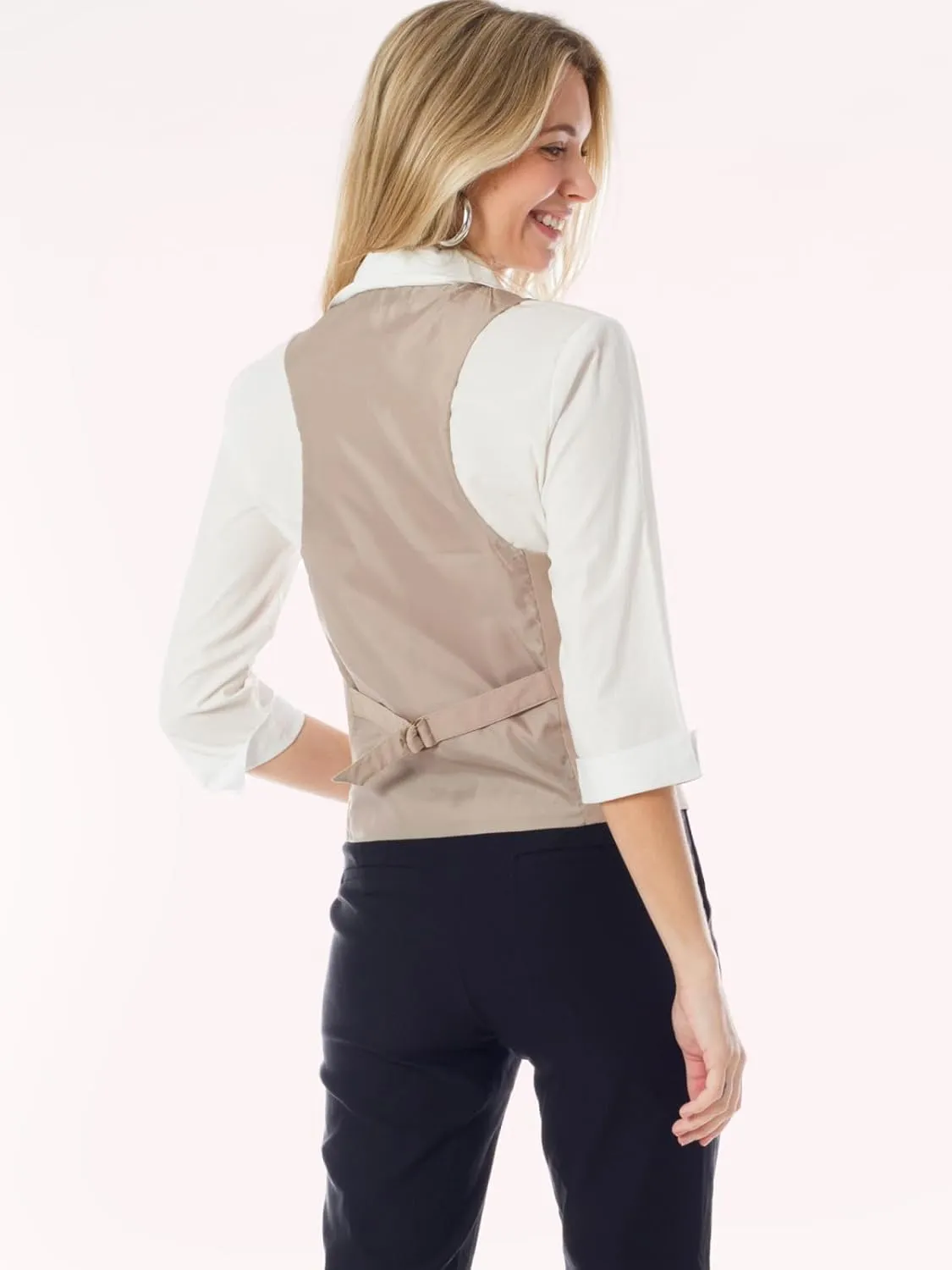 Design by Olivia Women's Dressy Casual Versatile Racerback Vest Three Button Tuxedo Suit Waistcoat