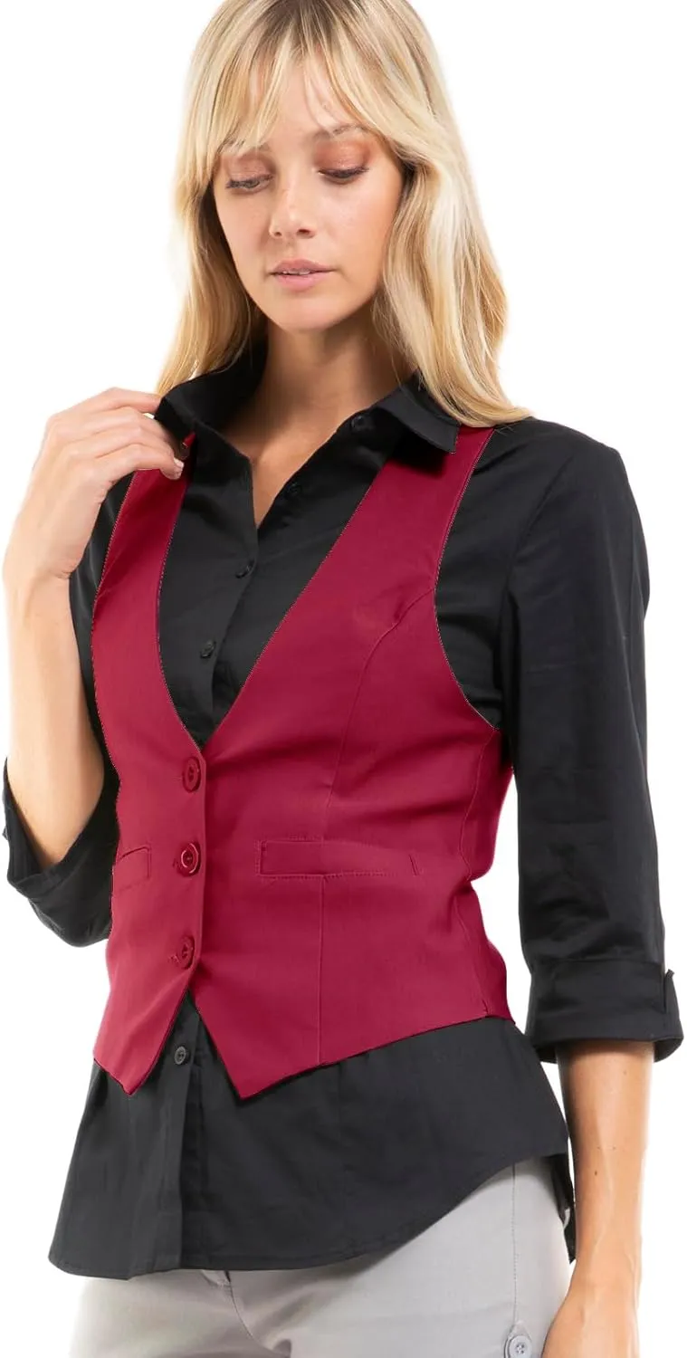 Design by Olivia Women's Dressy Casual Versatile Racerback Vest Three Button Tuxedo Suit Waistcoat