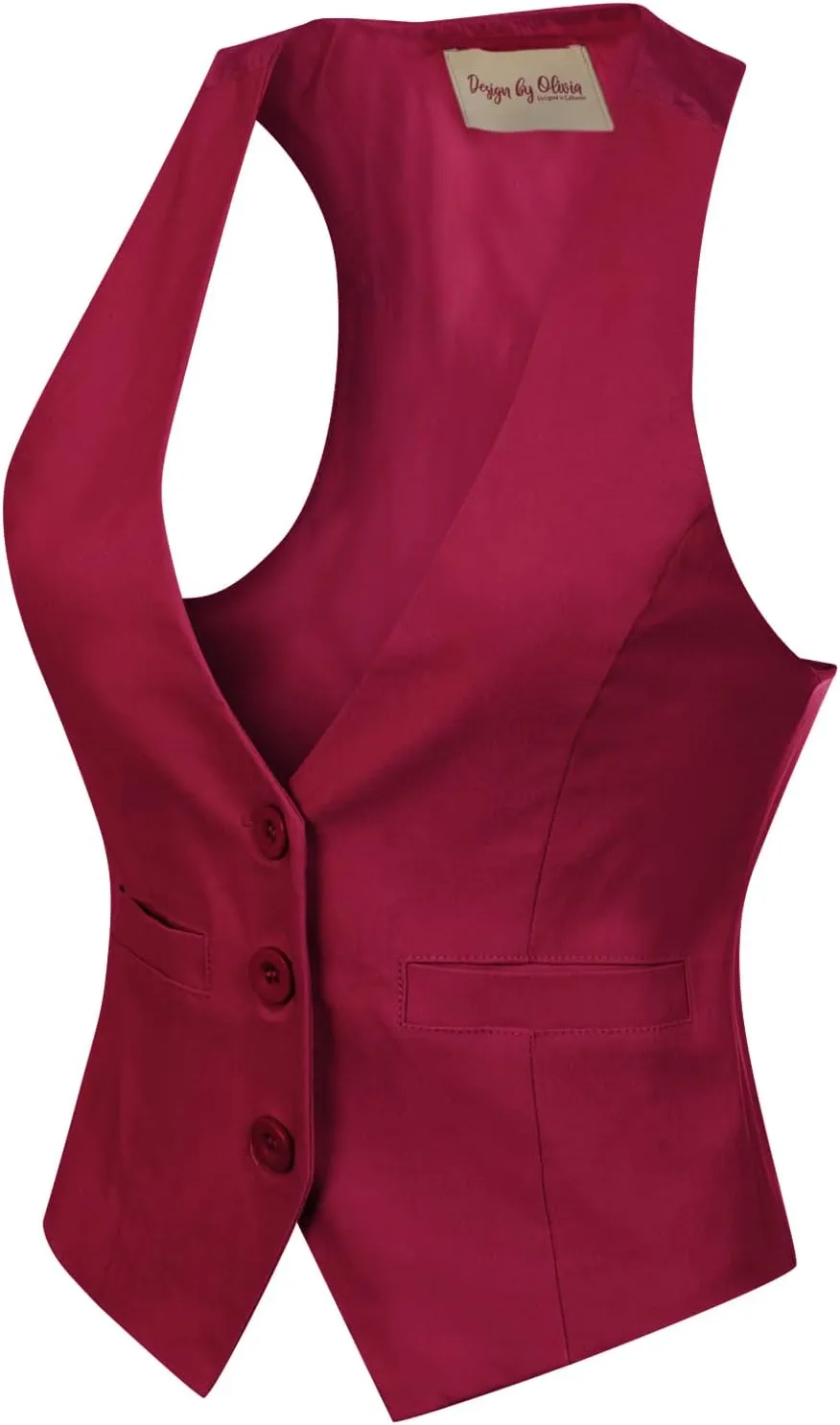 Design by Olivia Women's Dressy Casual Versatile Racerback Vest Three Button Tuxedo Suit Waistcoat