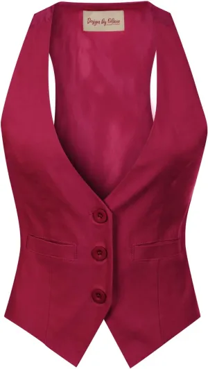 Design by Olivia Women's Dressy Casual Versatile Racerback Vest Three Button Tuxedo Suit Waistcoat