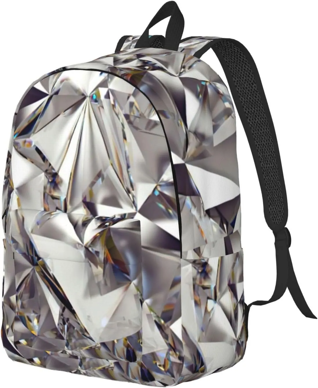 Diamond Pattern Print Unisex Versatile Canvas Backpack Vintage Travel Hiking Carrying Laptops Rucksack
