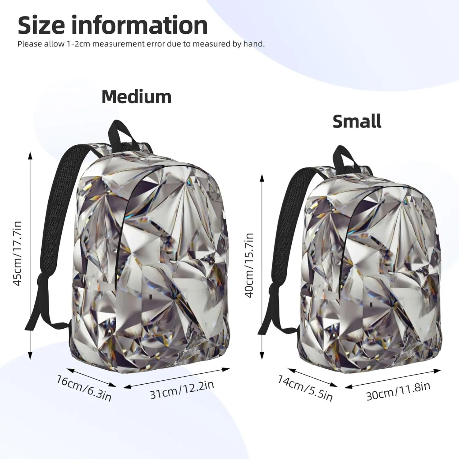 Diamond Pattern Print Unisex Versatile Canvas Backpack Vintage Travel Hiking Carrying Laptops Rucksack