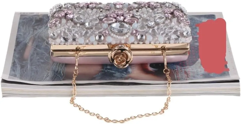 Diamonds Beaded Embroidery Bag Clutch Bag Versatile Evening Party Bag Evening Bag Small Square Bag