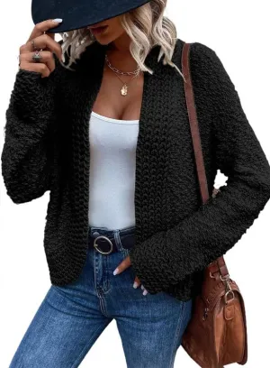 Dokotoo Women's 2025 Fashion Casual Open Front Long Sleeve Chunky Knit Cardigans Sweaters Outerwear Coats