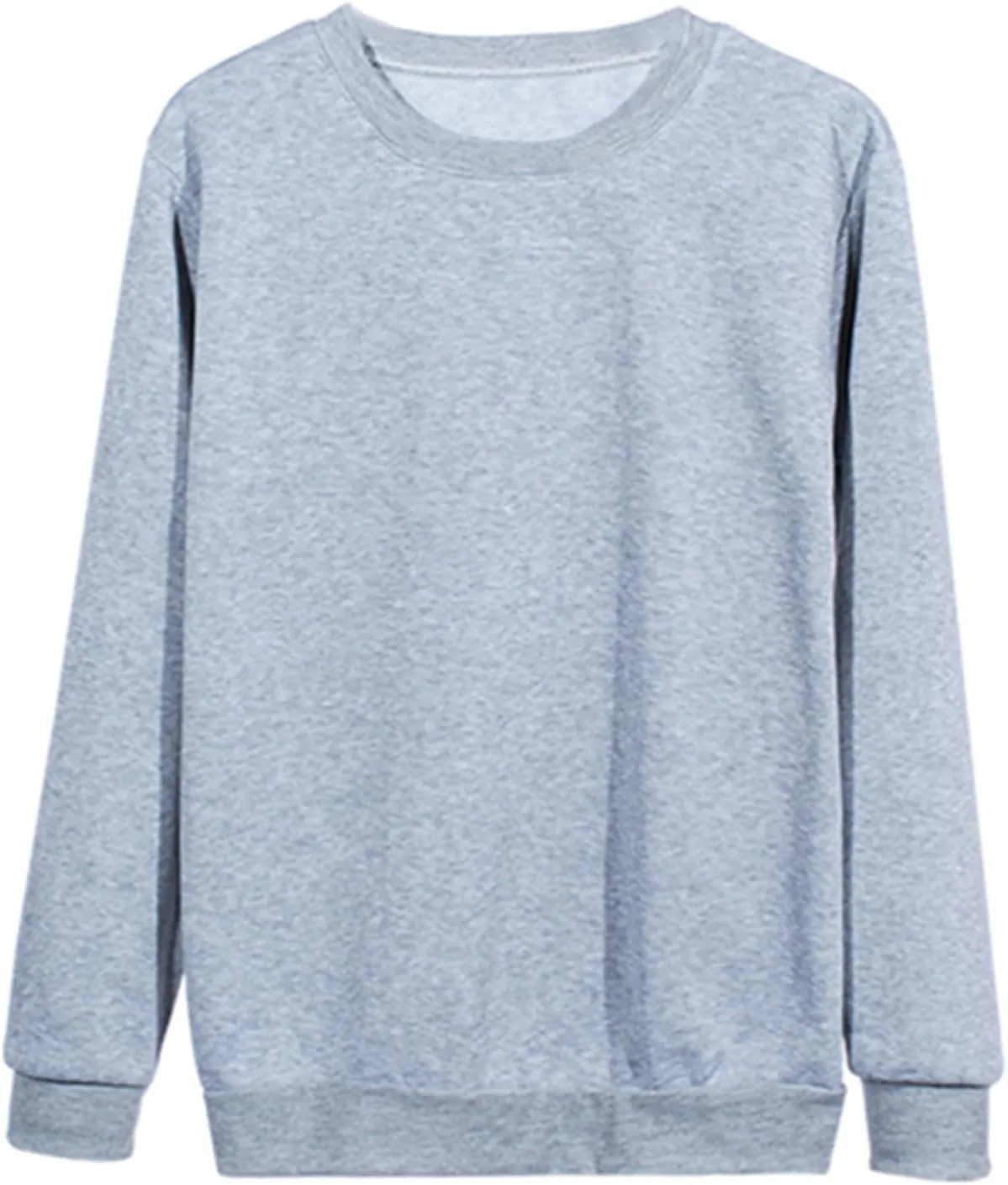 DOLKFU Sweatshirt For Womens Fashion Long Sleeve Solid Color Pullover Shirts Loose Crew Neck Casual Sweatshirts