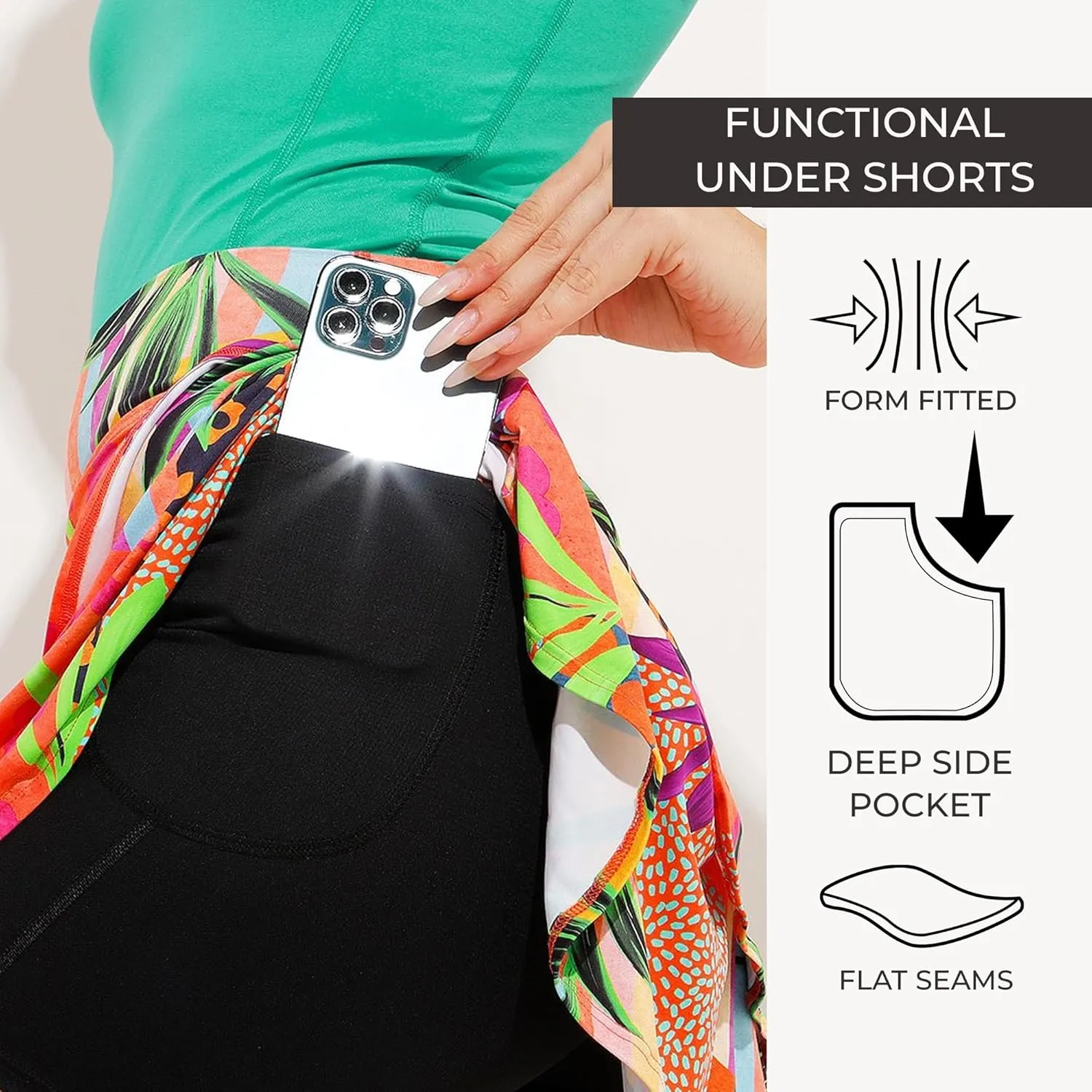 Dona Jo Glide Skort for Women - Athletic Golf Skirt with Shorts & Pockets - Comfortable Active Wear for Tennis or Any Sports