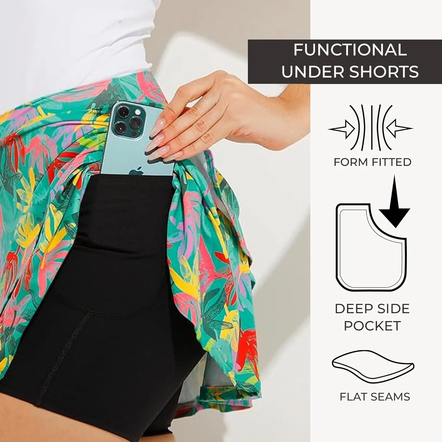 Dona Jo Glide Skort for Women - Athletic Golf Skirt with Shorts & Pockets - Comfortable Active Wear for Tennis or Any Sports