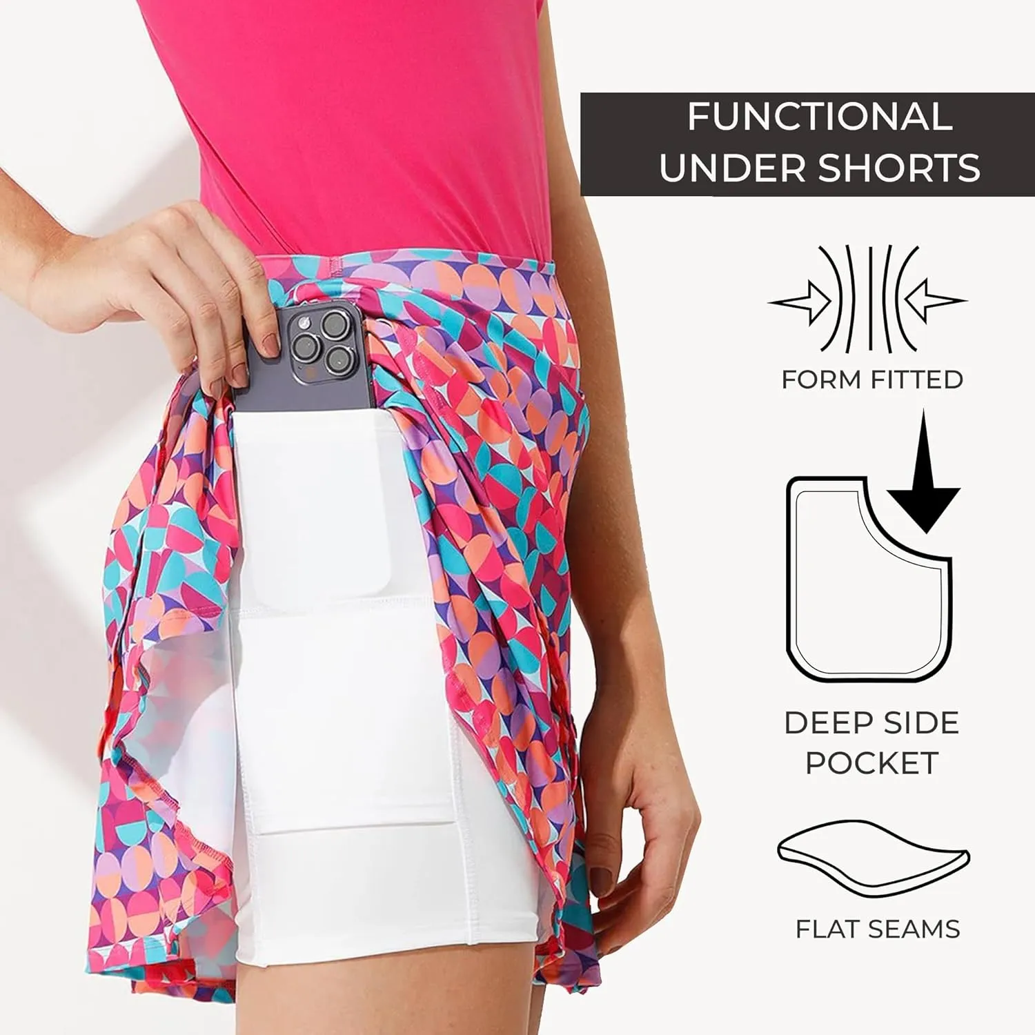Dona Jo Glide Skort for Women - Athletic Golf Skirt with Shorts & Pockets - Comfortable Active Wear for Tennis or Any Sports