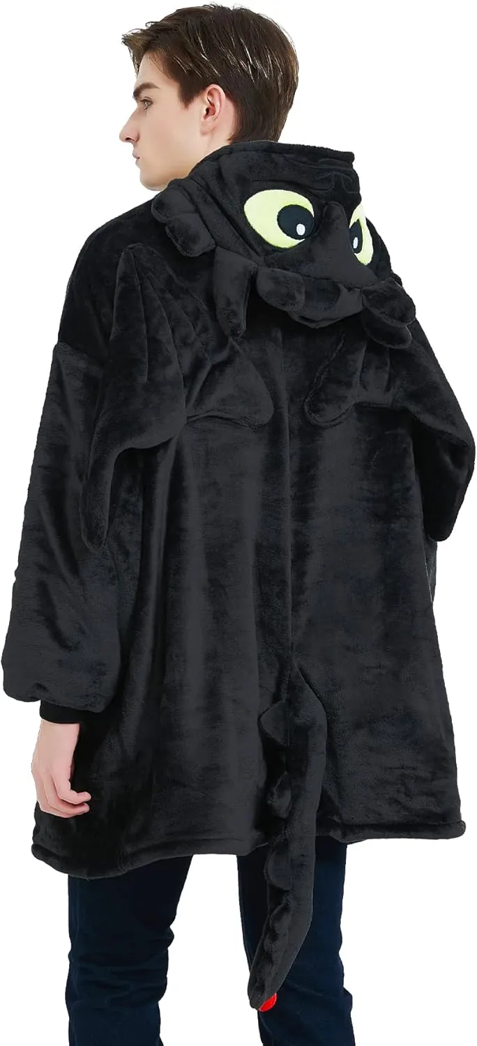 dressfan Unisex Dragon Costume Hoodie Sweatshirt Oversized Microfiber & Sherpa Warm Cozy with Giant Pocket,One Size Fits All