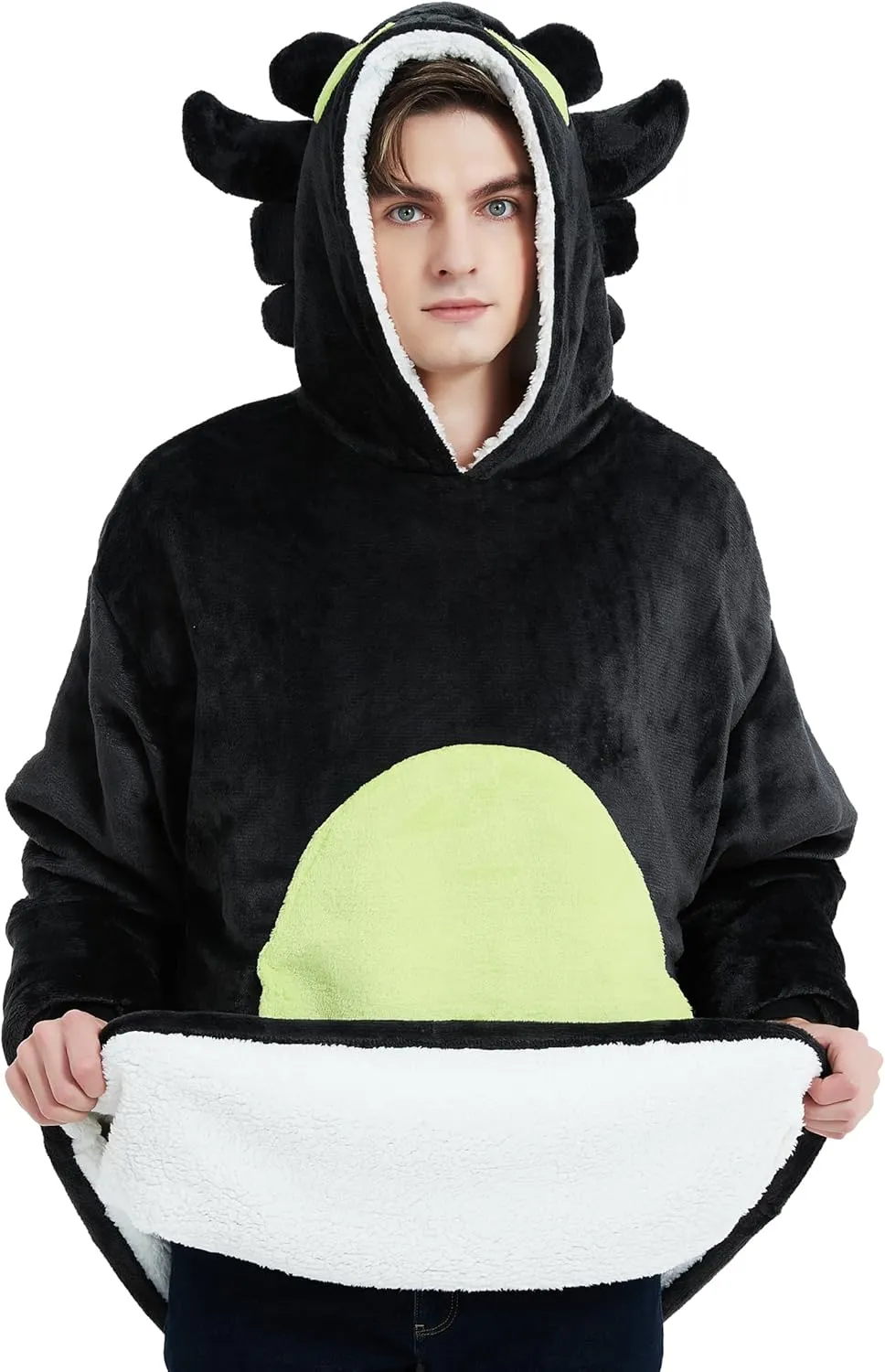 dressfan Unisex Dragon Costume Hoodie Sweatshirt Oversized Microfiber & Sherpa Warm Cozy with Giant Pocket,One Size Fits All