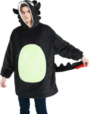 dressfan Unisex Dragon Costume Hoodie Sweatshirt Oversized Microfiber & Sherpa Warm Cozy with Giant Pocket,One Size Fits All