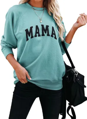 Dressmine Womens Crewneck Mama Sweatshirt Oversized Maternity Long Sleeve Shirt Cute Sweaters Graphic Hoodies