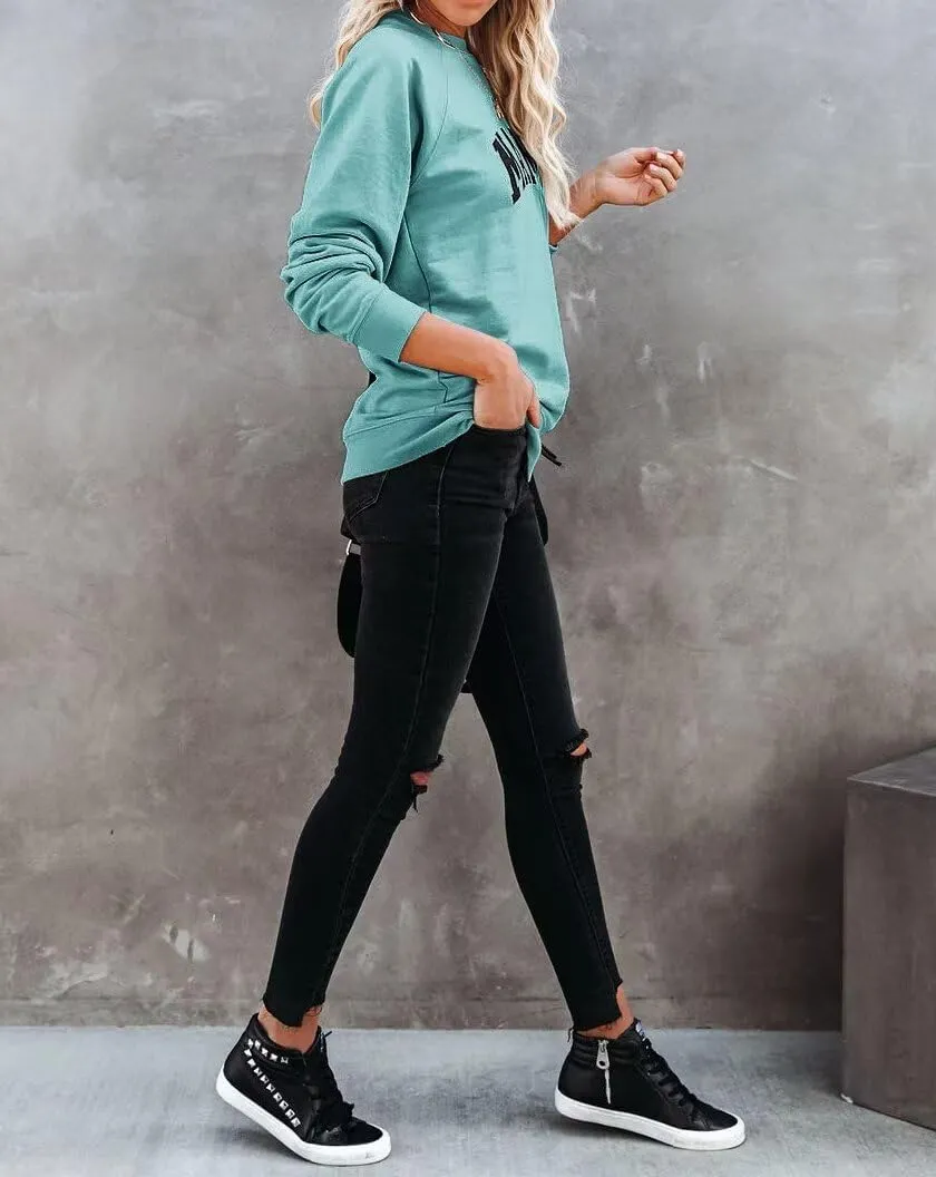 Dressmine Womens Crewneck Mama Sweatshirt Oversized Maternity Long Sleeve Shirt Cute Sweaters Graphic Hoodies