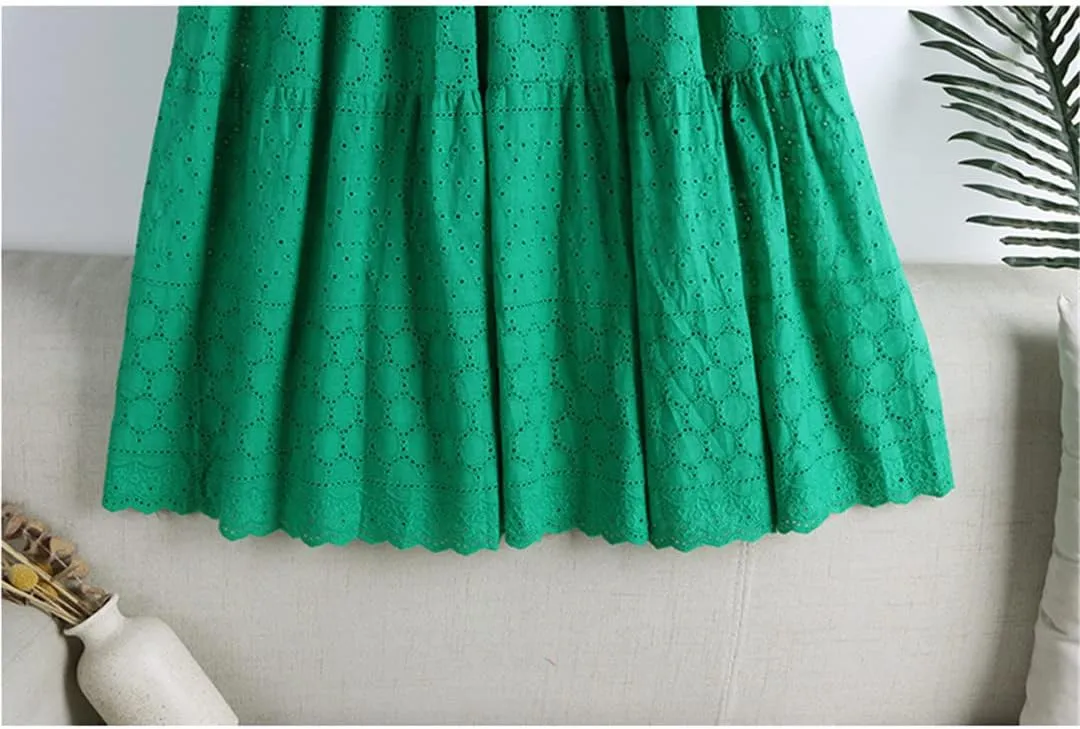 Elegant Crochet Lace Long Skirt for Women Spring Summer Casual Solid Hollow Out A Line High Waist Midi Skirt