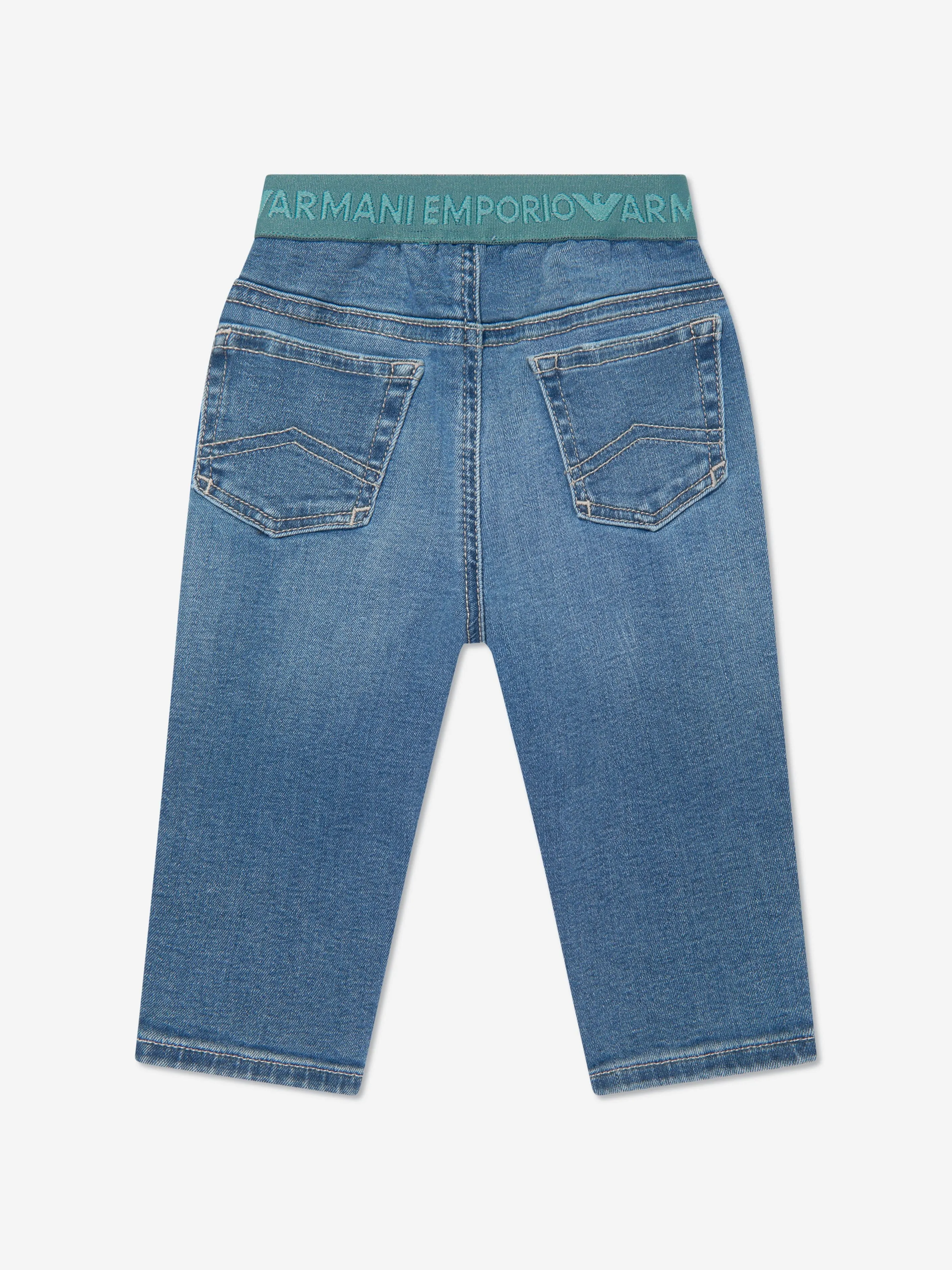 Emporio Armani Baby Boys Pull On Jeans in Blue